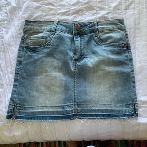 light blue jean skirt